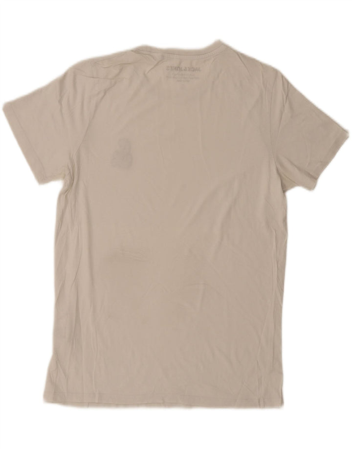 Jack & Jones Mens Graphic T-Shirt Top Large White Cotton