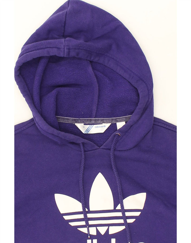 ADIDAS Womens Graphic Hoodie Jumper EU 36 Small Purple Cotton | Vintage Adidas | Thrift | Second-Hand Adidas | Used Clothing | Messina Hembry 