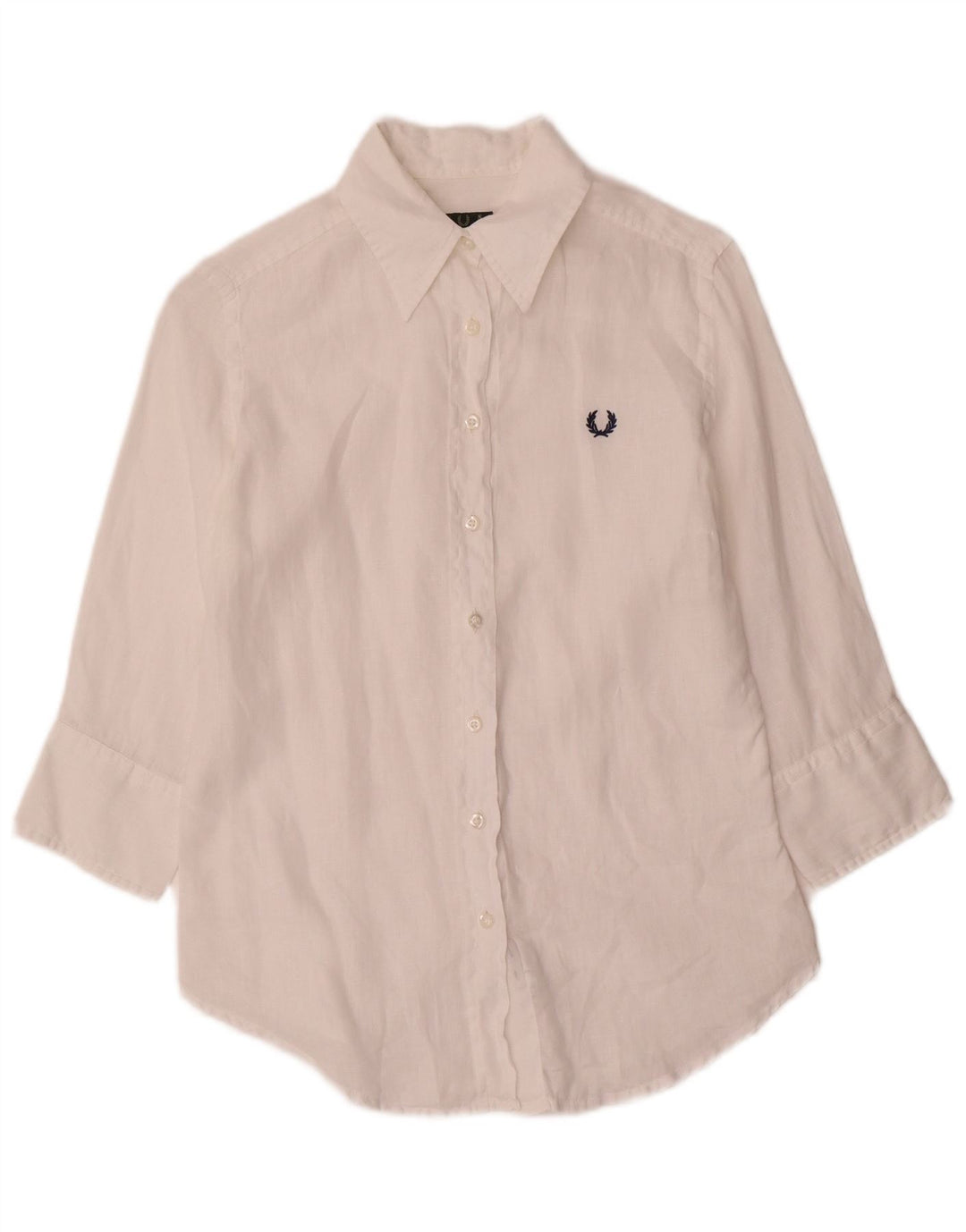 Fred Perry Womens 3/4 Sleeve Shirt UK 10 Small White Linen