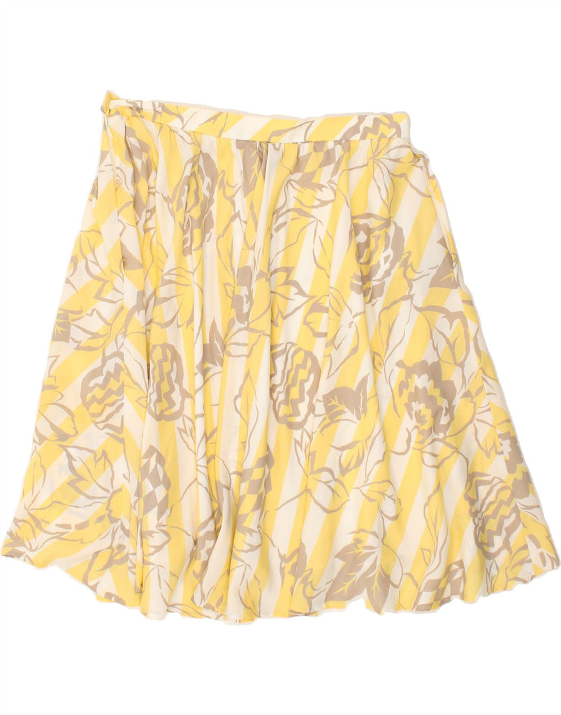 VINTAGE Womens Flared Skirt W32 Large Yellow Floral | Vintage Vintage | Thrift | Second-Hand Vintage | Used Clothing | Messina Hembry 