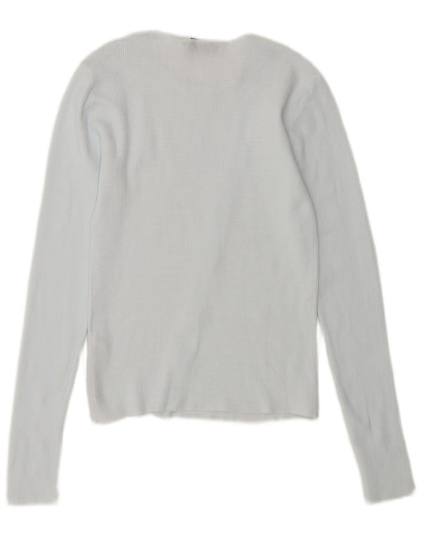 Zara Womens Crop Cardigan Top UK 10 Small Blue Nylon