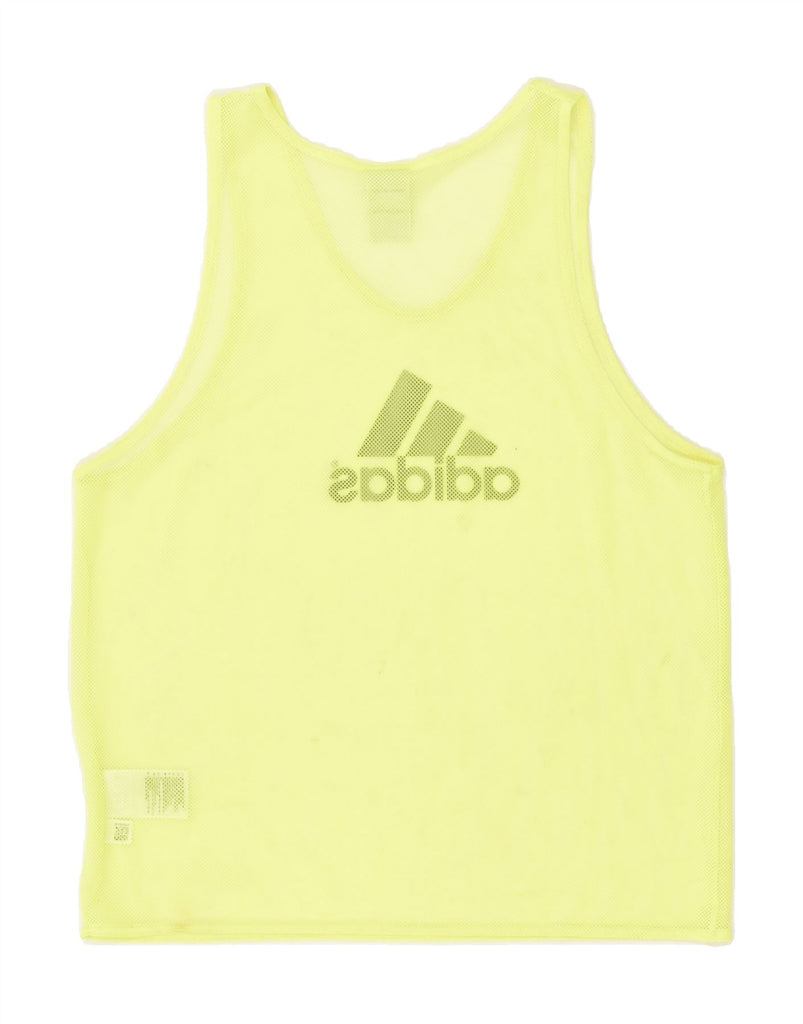 ADIDAS Womens Graphic Vest Top UK 10 Small Yellow Polyester | Vintage Adidas | Thrift | Second-Hand Adidas | Used Clothing | Messina Hembry 