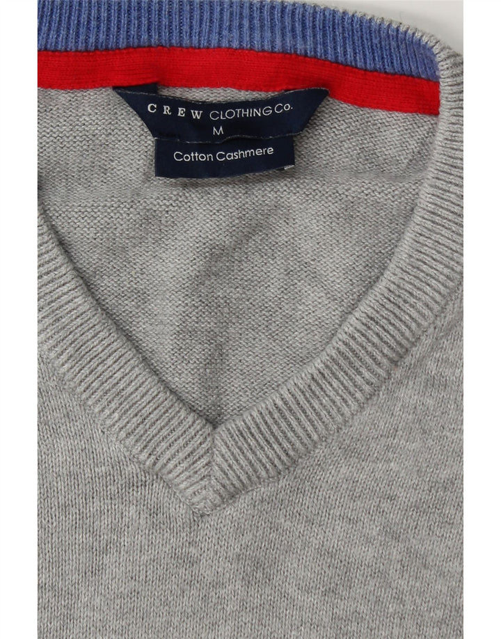 CREW CLOTHING Mens V-Neck Jumper Sweater Medium Grey Flecked Cotton