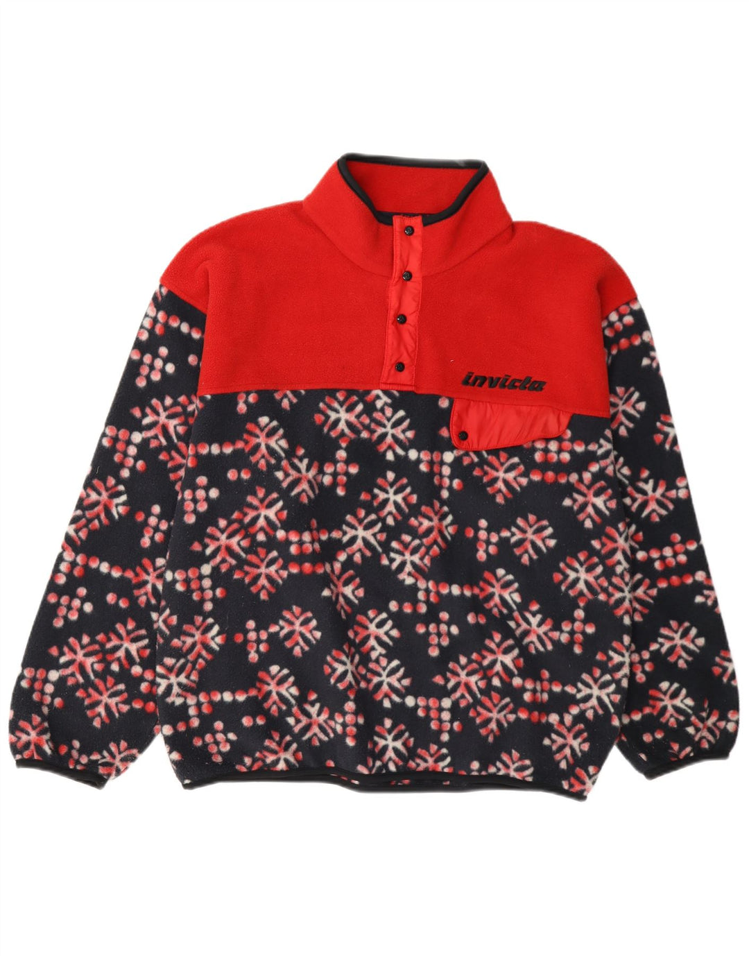 Invicta Mens Button Neck Fleece Jumper Medium Multicoloured Floral