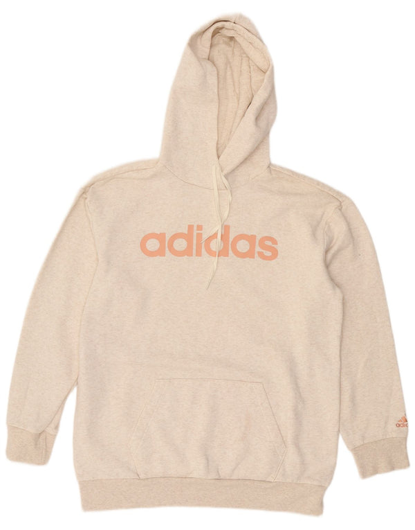 Adidas Womens Graphic Oversized Hoodie Jumper UK 8/10 Small Beige Flecked