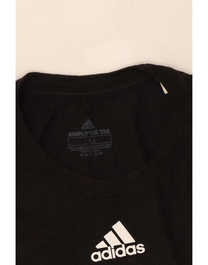 ADIDAS Mens Carter Graphic T-Shirt Top Large Black Cotton Vintage Adidas and Second-Hand Adidas from Messina Hembry 