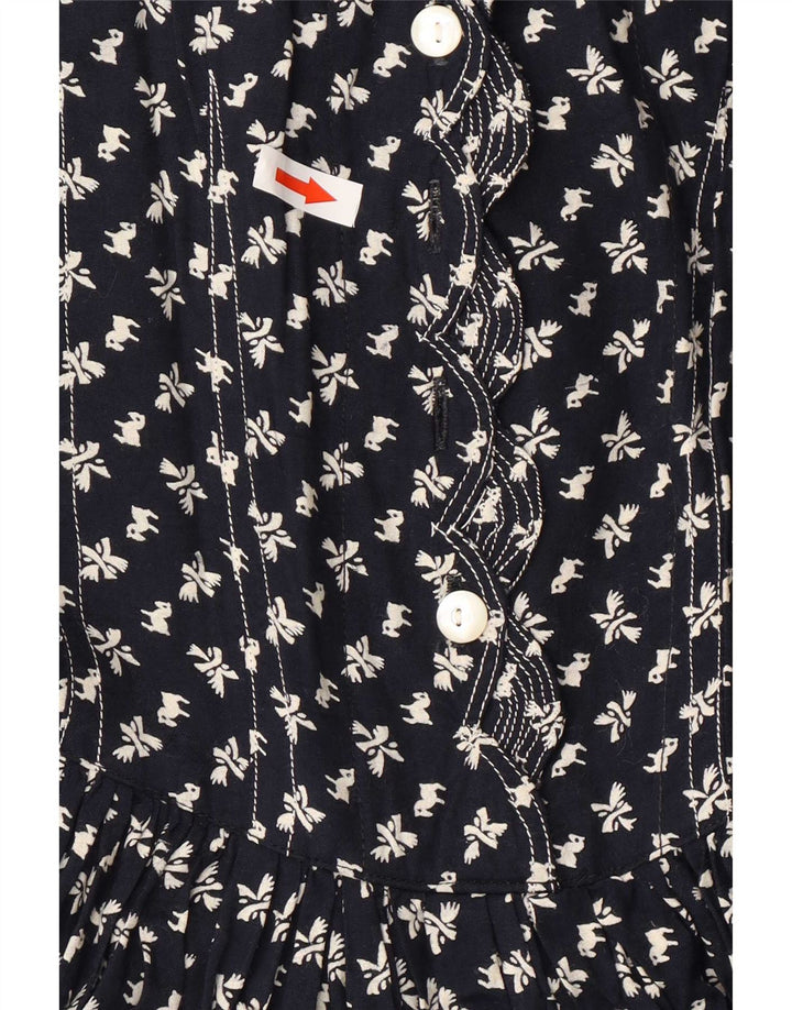Rene Derhy Womens Abstract Pattern Maxi Dress UK 10 Small Navy Blue Viscose