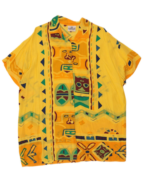 Vintage Womens Beachwear Shirt Blouse IT 46 Large Yellow Geometric