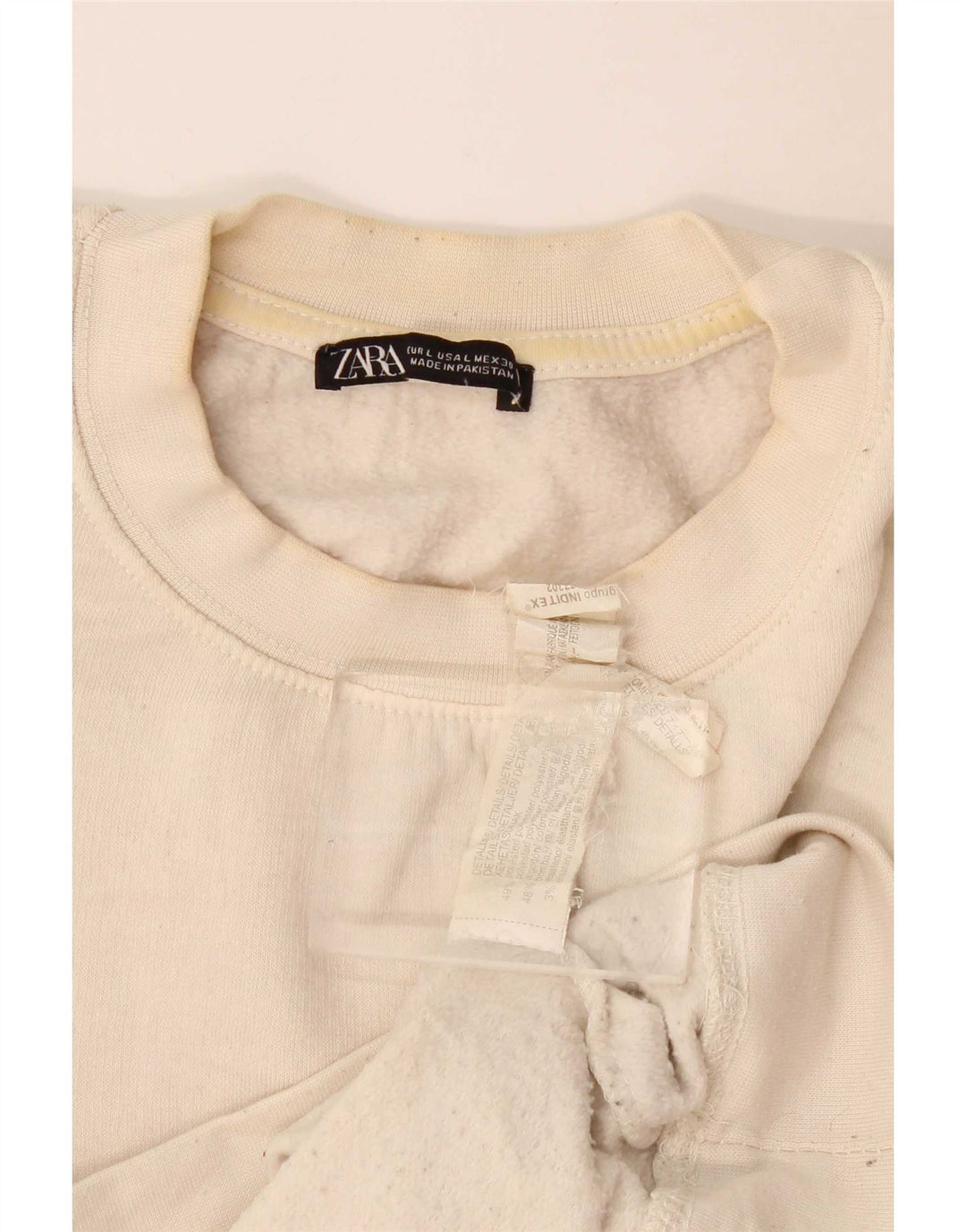 Zara Womens Sweatshirt Jumper UK 16 Large Off White Polyester