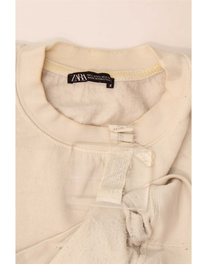 Zara Womens Sweatshirt Jumper UK 16 Large Off White Polyester