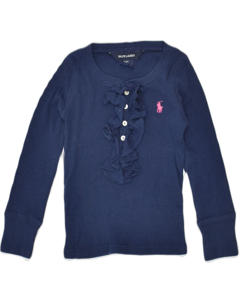 RALPH LAUREN Girls Top Long Sleeve 2-3 Years Navy Blue Cotton | Vintage | Thrift | Second-Hand | Used Clothing | Messina Hembry 