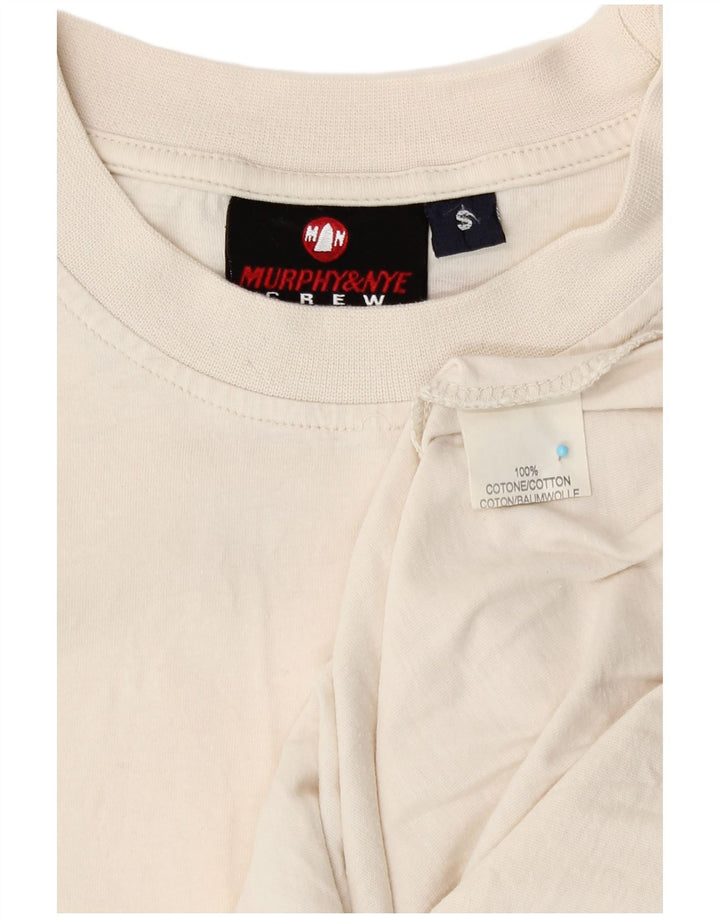 Murphy & Nye Mens Graphic Top Long Sleeve Small White Cotton