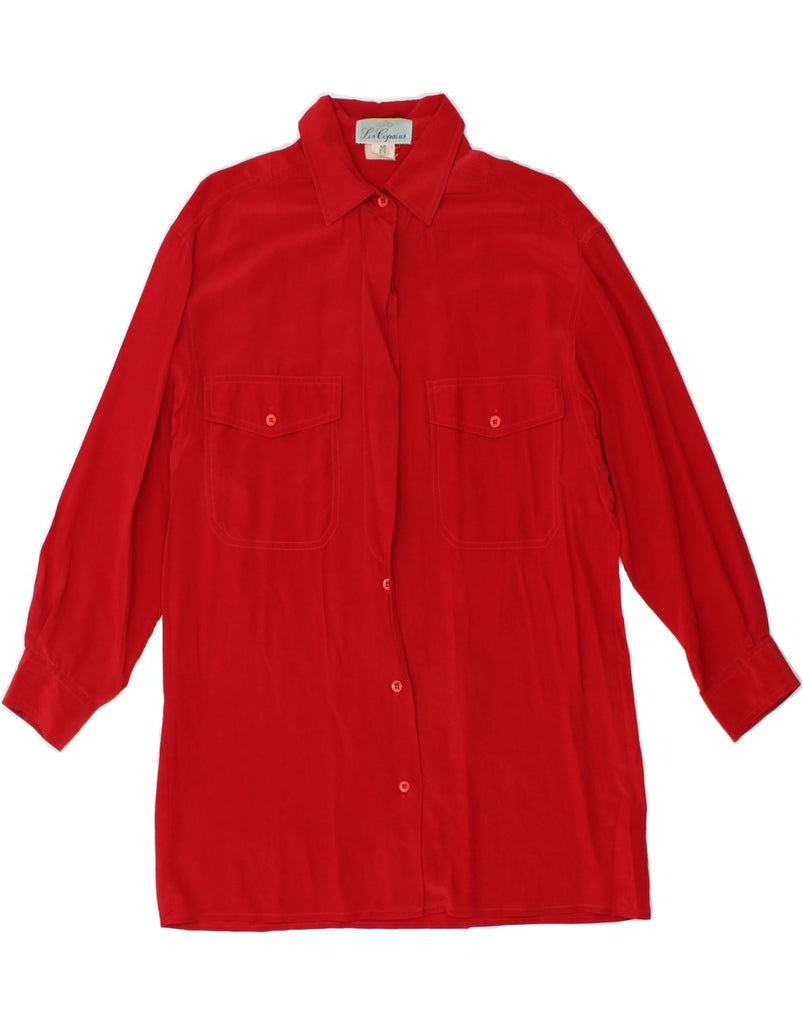 LES COPAINS Womens Longline Shirt Blouse IT 40 Small Red | Vintage Les Copains | Thrift | Second-Hand Les Copains | Used Clothing | Messina Hembry 