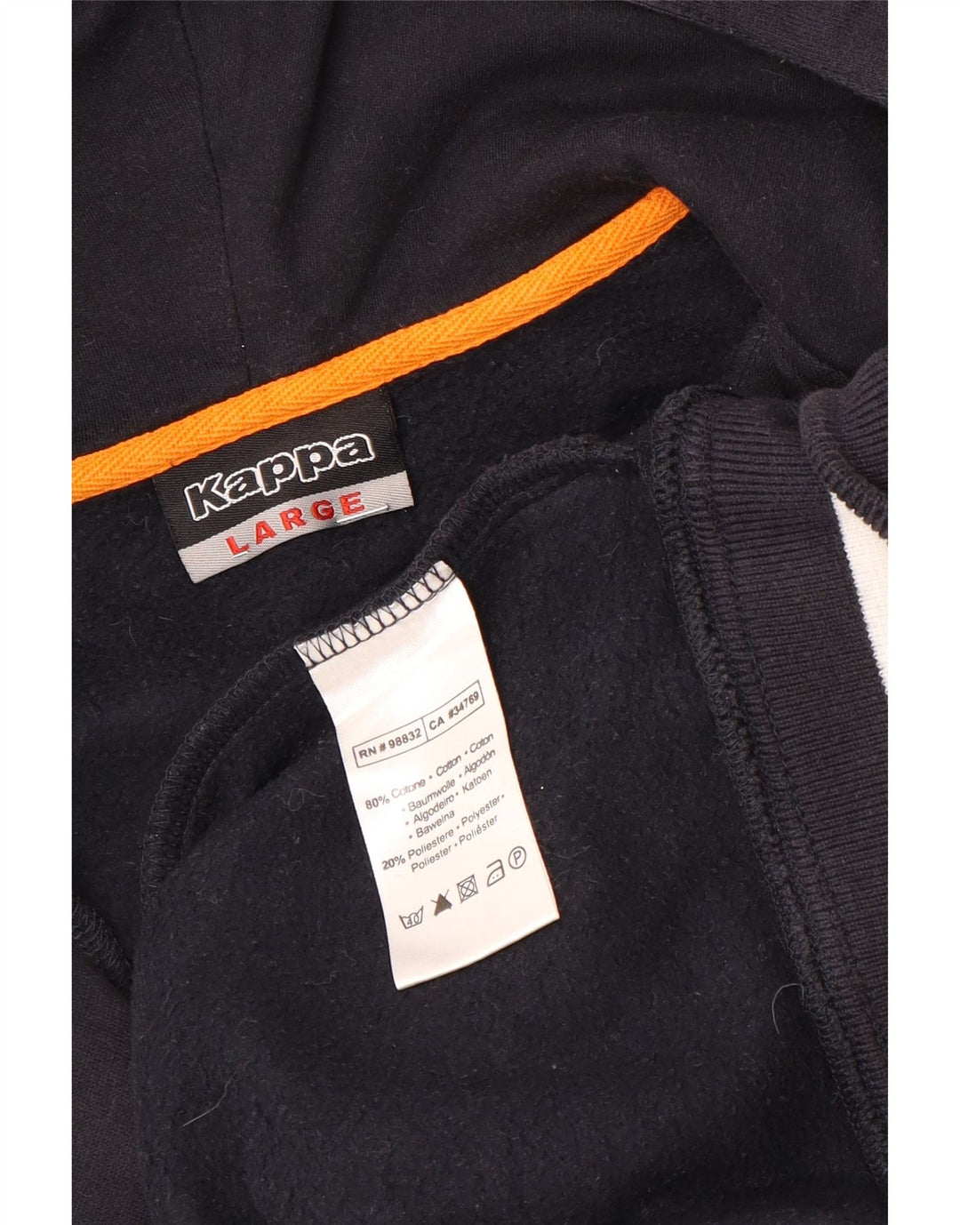 Kappa Mens Graphic Zip Hoodie Sweater Large Black Cotton