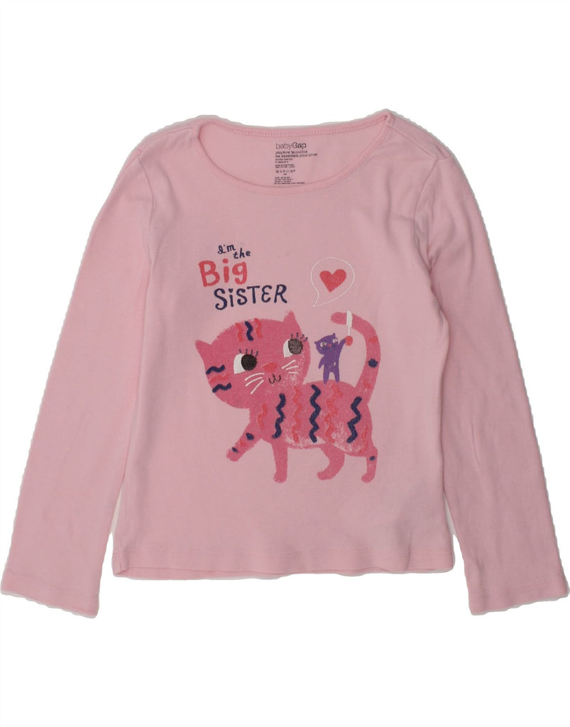 GAP Girls Graphic Top Long Sleeve 4-5 Years Pink Cotton | Vintage Gap | Thrift | Second-Hand Gap | Used Clothing | Messina Hembry 