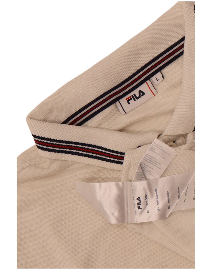 Fila Mens Polo Shirt Large White Cotton