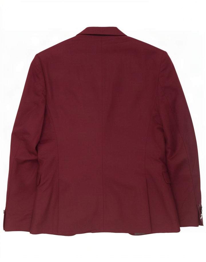 Zara Mens 1 Button Blazer Jacket EU 48 Medium Burgundy Polyester