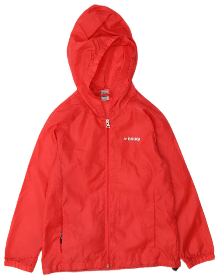 Brugi Girls Hooded Rain Jacket 7-8 Years Pink Polyester