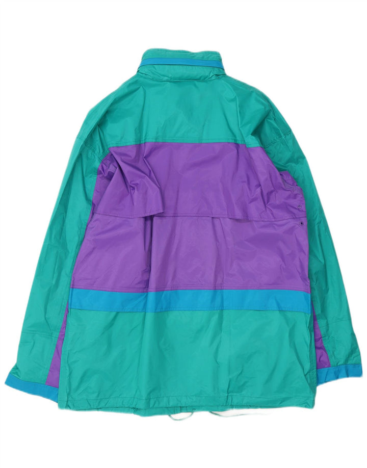 CHAMPION Mens Hooded Rain Jacket UK 40 Large Turquoise Colourblock Nylon