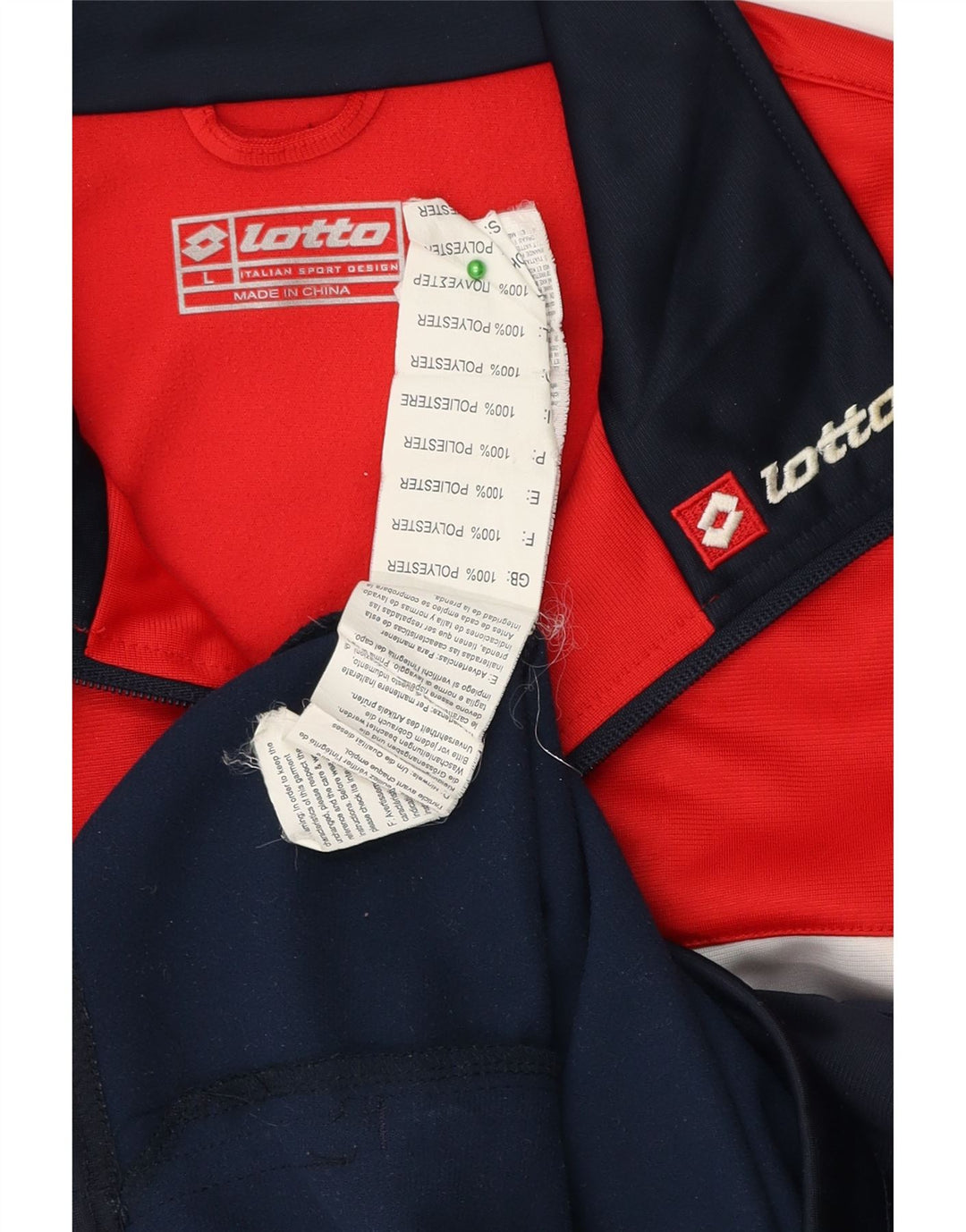 LOTTO Mens Tracksuit Top Jacket Large Navy Blue Colourblock Polyester