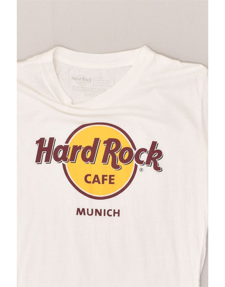 HARD ROCK CAFE Womens Munich Graphic T-Shirt Top UK 10 Small White Cotton | Vintage Hard Rock Cafe | Thrift | Second-Hand Hard Rock Cafe | Used Clothing | Messina Hembry 