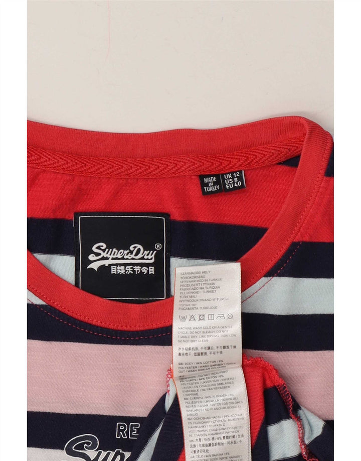 Superdry Womens Graphic T-Shirt Top UK 12 Medium Multicoloured Striped