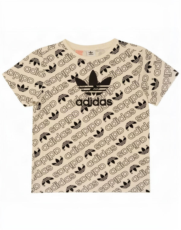 Adidas Boys Graphic T-Shirt Top 9-10 Years White Cotton