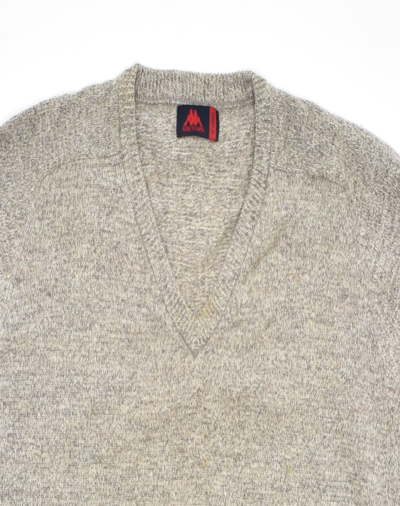 KAPPA Mens V-Neck Jumper Sweater XL Beige Wool | Vintage | Thrift | Second-Hand | Used Clothing | Messina Hembry 