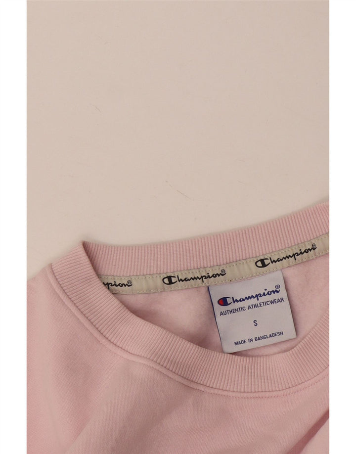 Champion Womens Graphic Oversized Sweatshirt Jumper UK 10 Small Pink Cotton