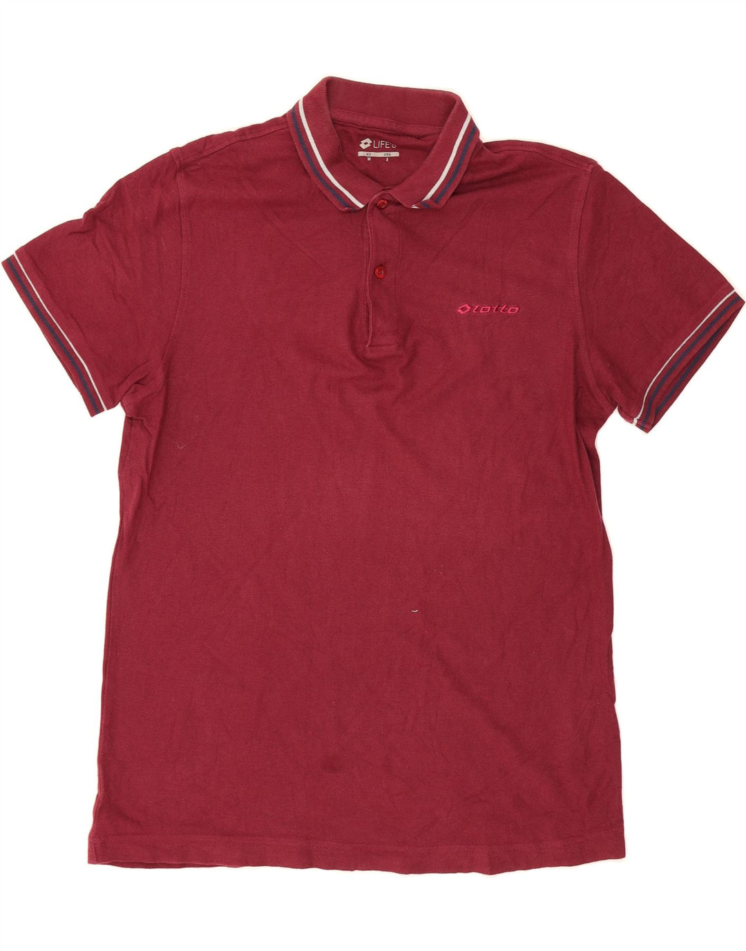 LOTTO Mens Polo Shirt Medium Burgundy Cotton Vintage Lotto and Second-Hand Lotto from Messina Hembry 