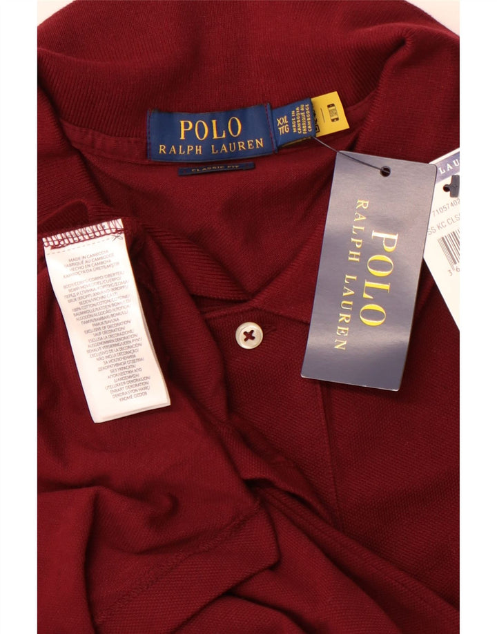 POLO RALPH LAUREN Mens Classic Fit Polo Shirt 2XL Burgundy Cotton