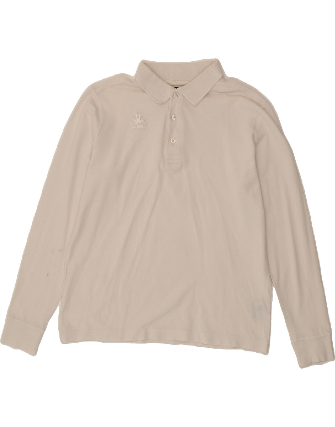 KAPPA Mens Long Sleeve Polo Shirt Small White Cotton Vintage Kappa and Second-Hand Kappa from Messina Hembry 