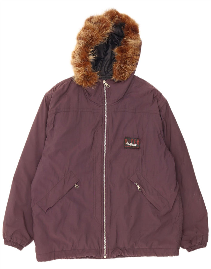 Belfe Mens Hooded Parka Jacket IT 54 2XL Burgundy Nylon