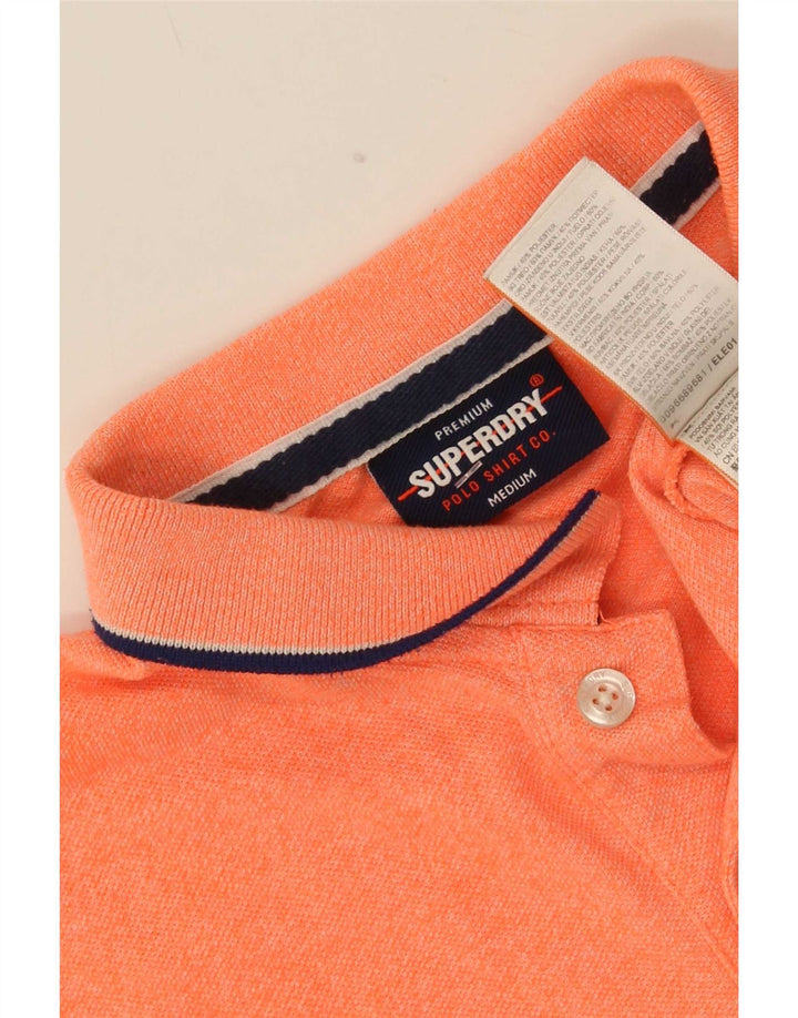 Superdry Mens Polo Shirt Medium Orange Flecked Cotton