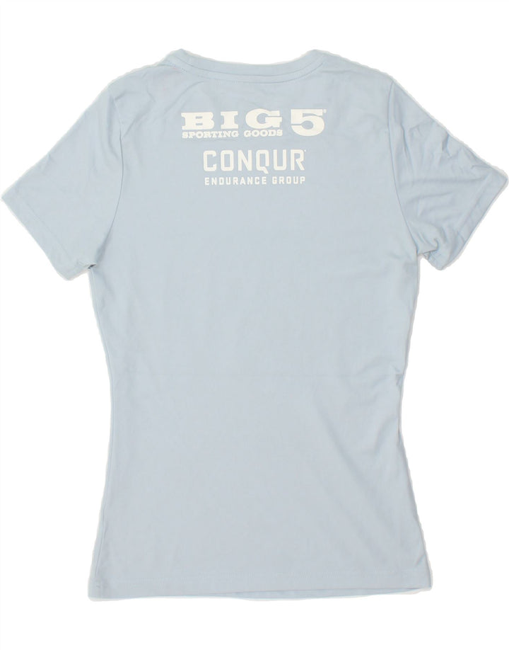 ASICS Womens Graphic T-Shirt Top UK 10 Small Blue Vintage Asics and Second-Hand Asics from Messina Hembry 
