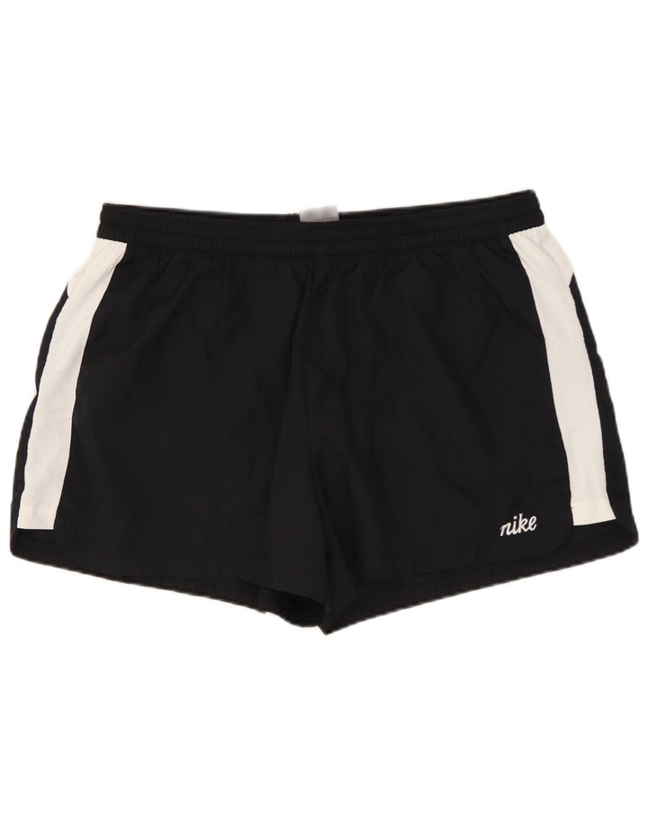 NIKE Womens Sport Shorts US 12/14 Large  Black Colourblock Polyester