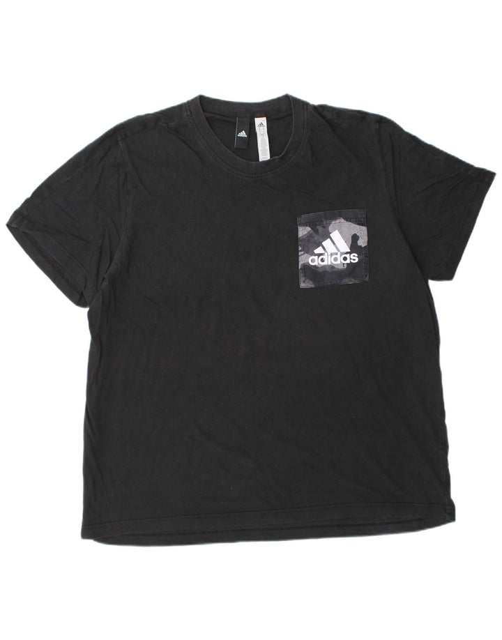 ADIDAS Mens T-Shirt Top XL Black Cotton