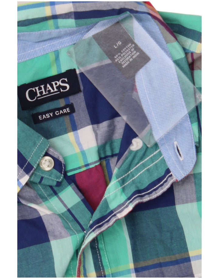 Chaps Mens Easy Care Short Sleeve Shirt Large Multicoloured Check Cotton