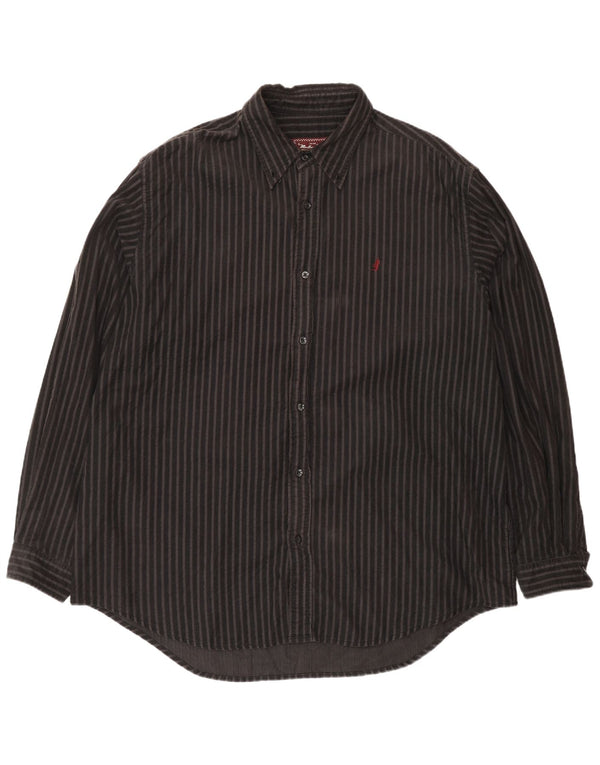 Marlboro Classics Mens Shirt 2XL Brown Striped Cotton