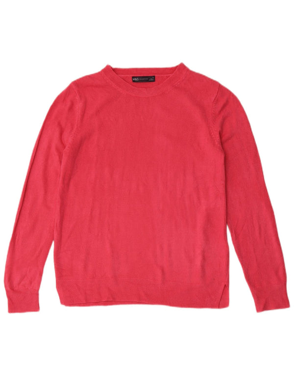 Marks & Spencer Womens Boat Neck Jumper Sweater UK 12 Medium Pink Acrylic