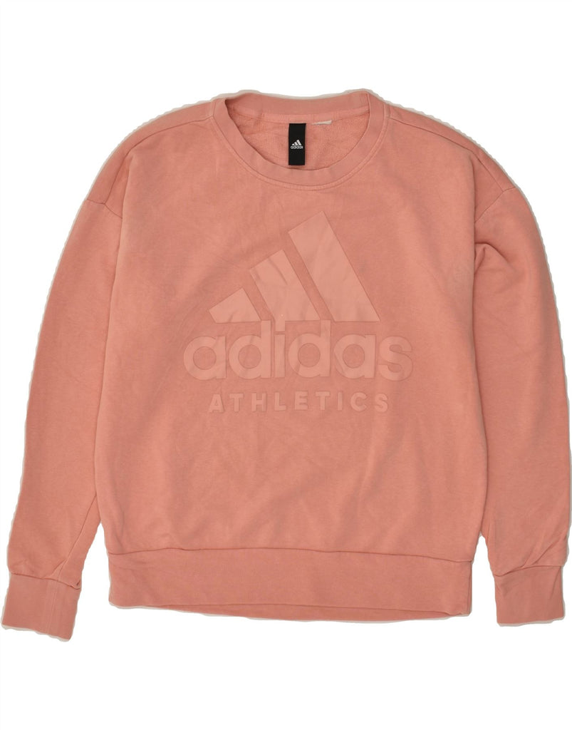 ADIDAS Womens Graphic Sweatshirt Jumper UK 16 Large Pink | Vintage Adidas | Thrift | Second-Hand Adidas | Used Clothing | Messina Hembry 