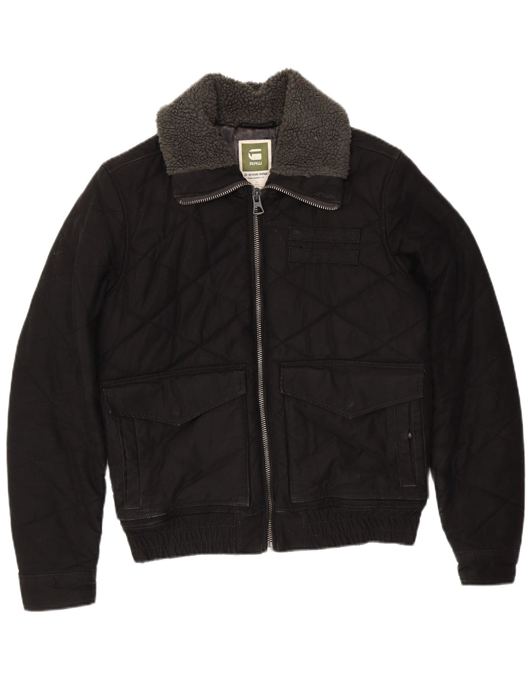 G-STAR Mens Quilted Jacket UK 38 Medium Black Cotton