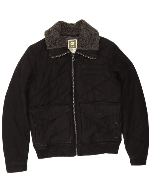 G-STAR Mens Quilted Jacket UK 38 Medium Black Cotton