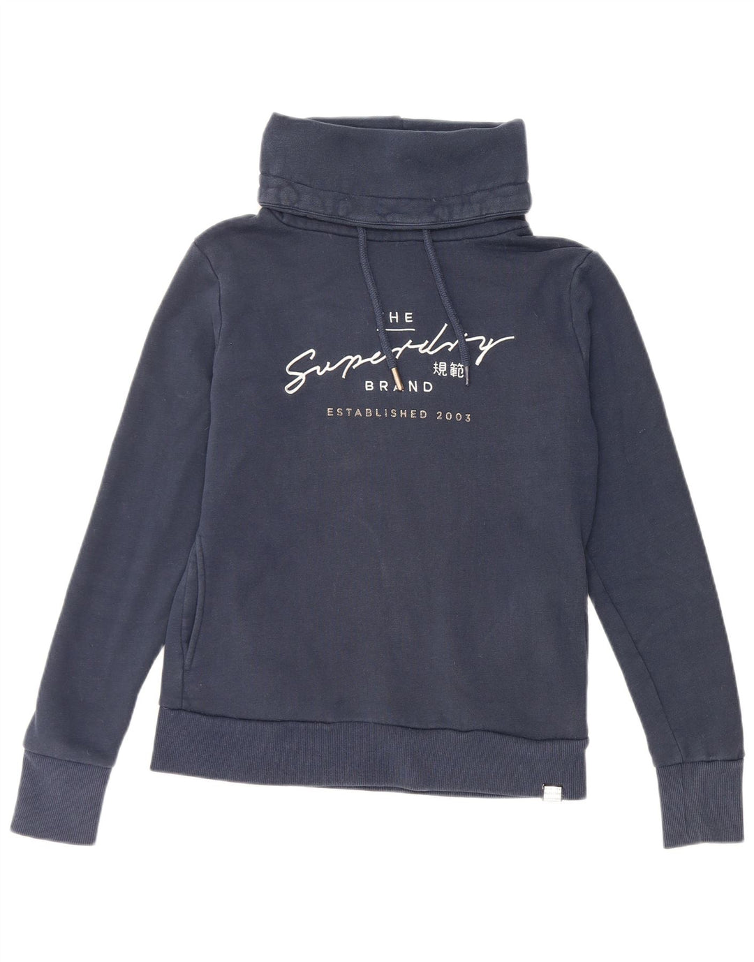 SUPERDRY Womens Oversized Graphic Sweatshirt Jumper UK 10 Small Navy Blue