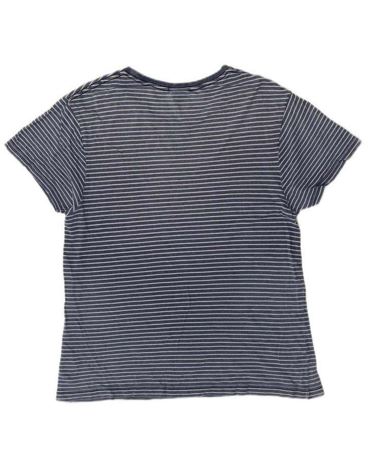 Gant Mens Indigo T-Shirt Top Large Blue Striped Cotton