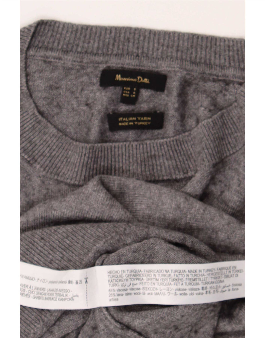 Massimo Dutti Mens Loose Fit Crew Neck Jumper Sweater Small Grey Viscose