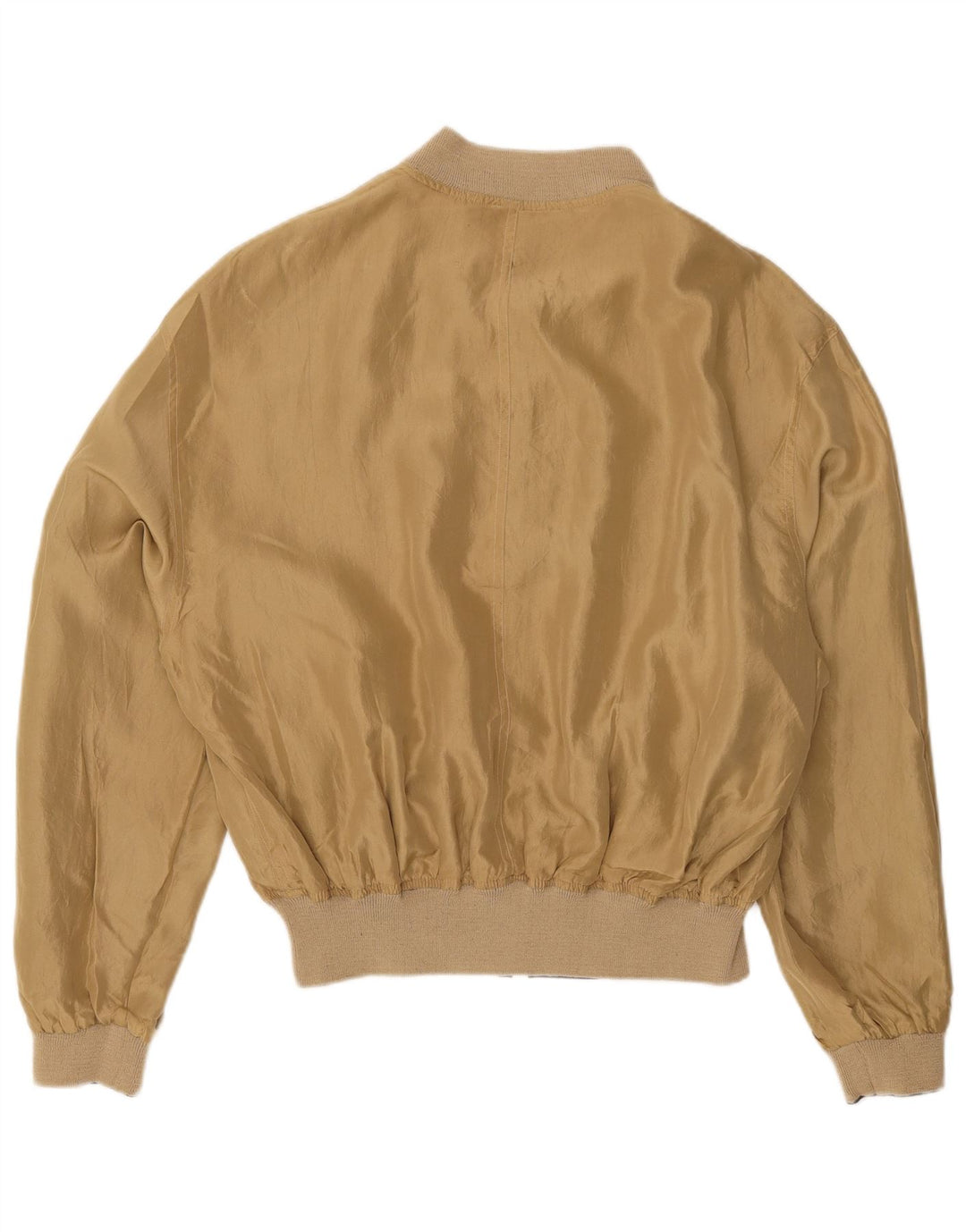 VINTAGE Mens Reversible Bomber Jacket IT 54 2XL Beige Silk