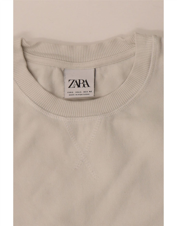 Zara Mens Sweatshirt Jumper Large White