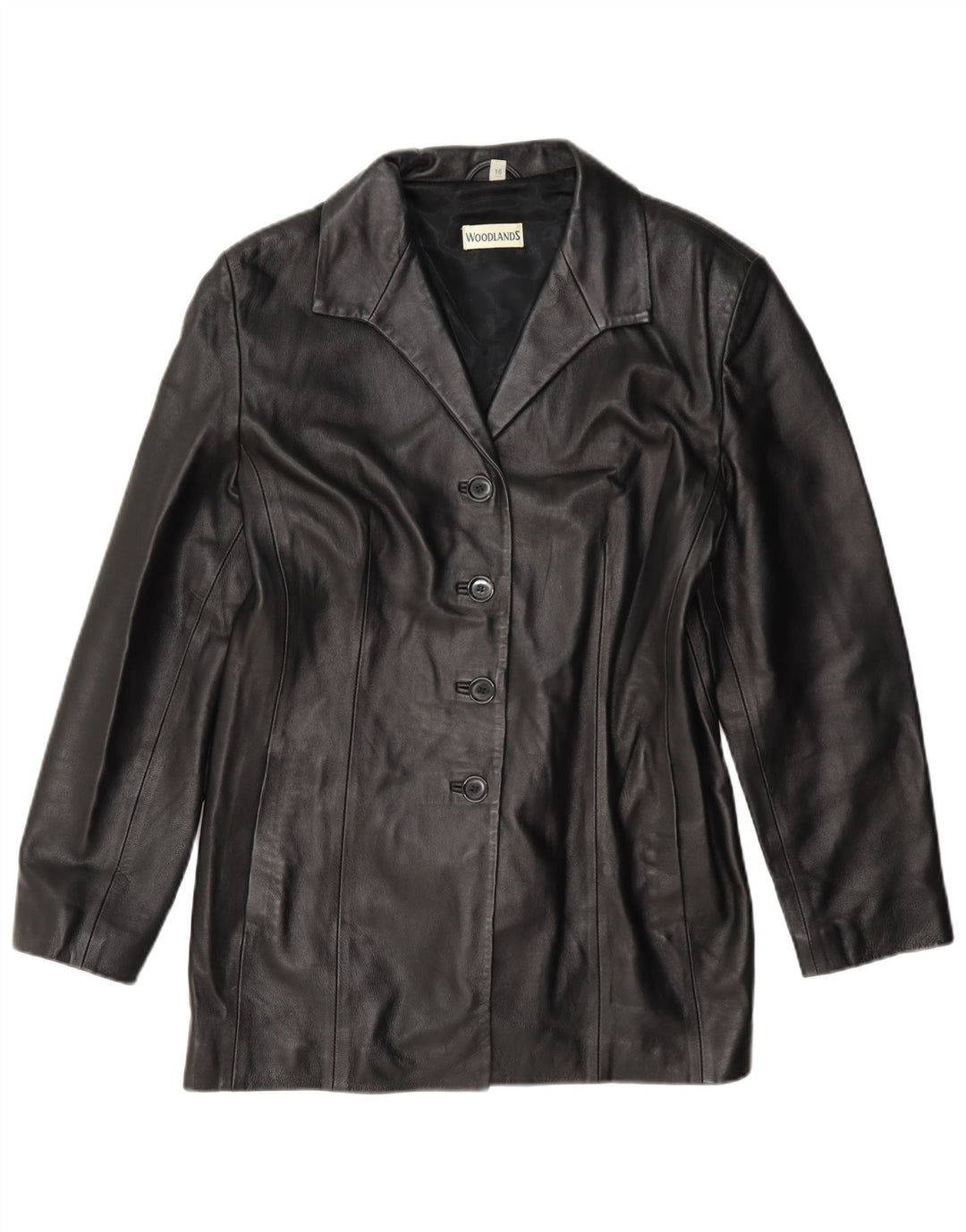 Sardar Womens Woodlands Leather Blazer Jacket UK 16 Large Black