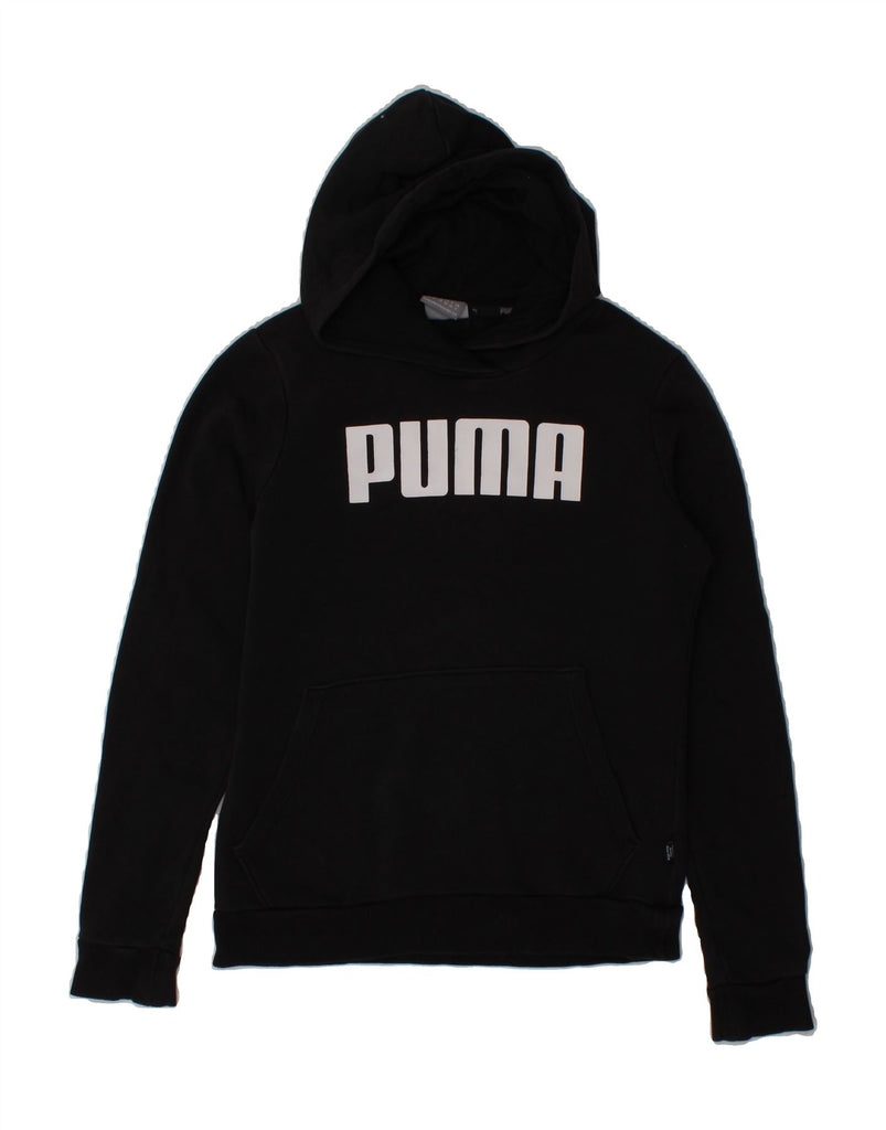 PUMA Womens Graphic Hoodie Jumper UK 8 Small  Black Cotton Vintage Puma and Second-Hand Puma from Messina Hembry 